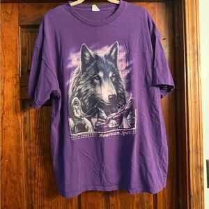 American Spirit Purple Wolf Graphic Tee